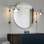 Swing Arm Wall Lamp Metal and Glass | Adjustable Articulated Design | Flexible Plug-In Lighting for Bedside and Living Room