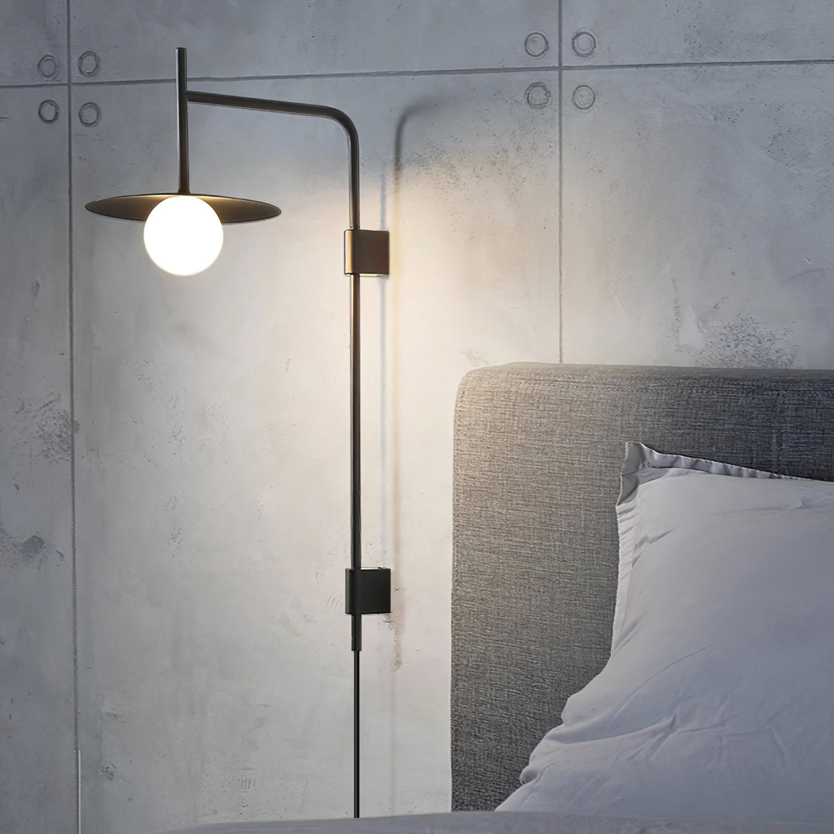 Swing Arm Wall Lamp Metal and Glass | Adjustable Articulated Design | Flexible Plug-In Lighting for Bedside and Living Room