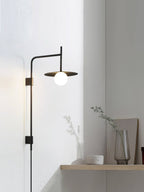 Swing Arm Wall Lamp Metal and Glass | Adjustable Articulated Design | Flexible Plug-In Lighting for Bedside and Living Room