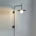 Swing Arm Wall Lamp Metal and Glass | Adjustable Articulated Design | Flexible Plug-In Lighting for Bedside and Living Room