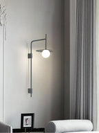 Swing Arm Wall Lamp Metal and Glass | Adjustable Articulated Design | Flexible Plug-In Lighting for Bedside and Living Room