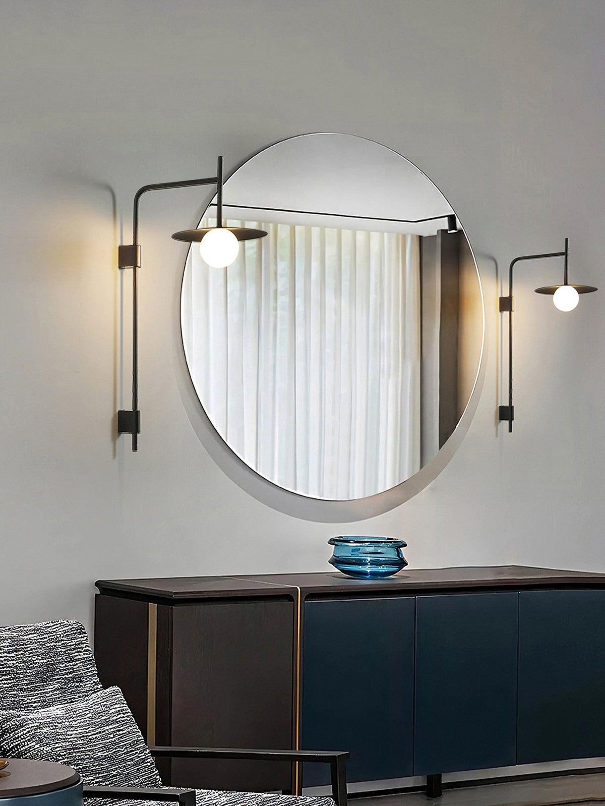 Swing Arm Wall Lamp Metal and Glass | Adjustable Articulated Design | Flexible Plug-In Lighting for Bedside and Living Room