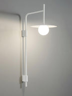 Swing Arm Wall Lamp Metal and Glass | Adjustable Articulated Design | Flexible Plug-In Lighting for Bedside and Living Room