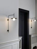 Swing Arm Wall Lamp Metal and Glass | Adjustable Articulated Design | Flexible Plug-In Lighting for Bedside and Living Room