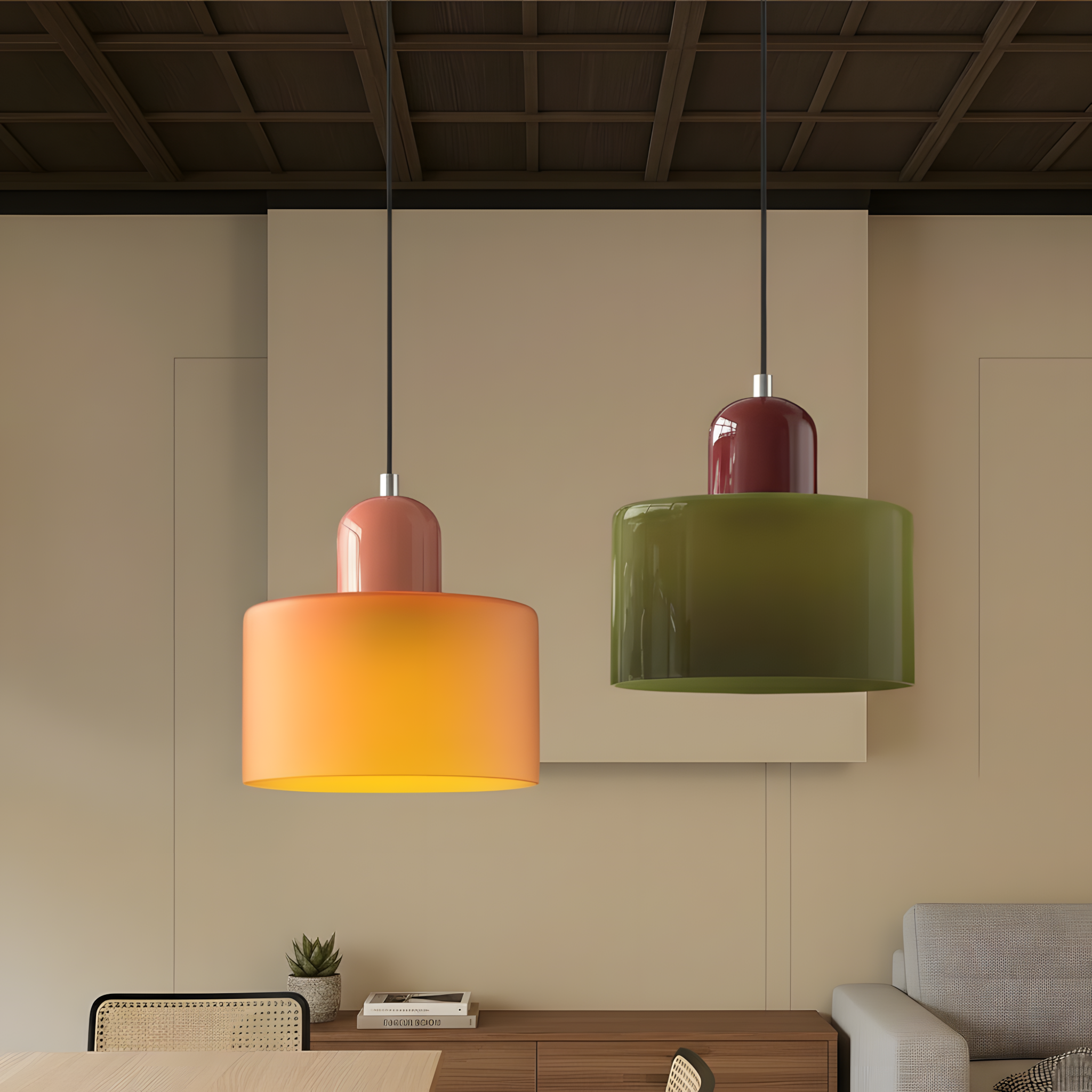 Creative Bauhaus Pendant Lamp – Two-Tone Geometric Suspension Creative Bauhaus Pendant Lamp – Two-Tone Geometric Suspension