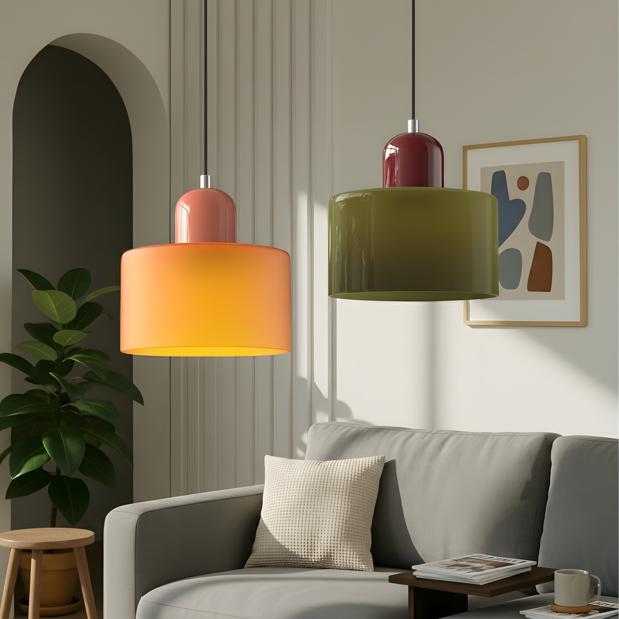 Creative Bauhaus Pendant Lamp – Two-Tone Geometric Suspension Light