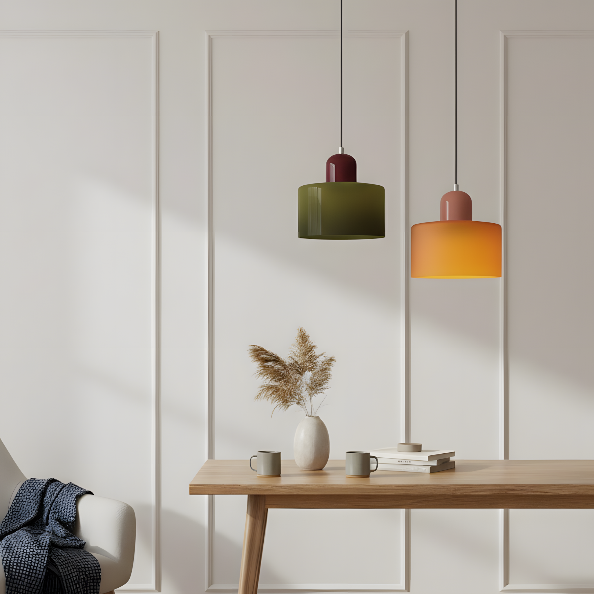 Creative Bauhaus Pendant Lamp – Two-Tone Geometric Suspension Light