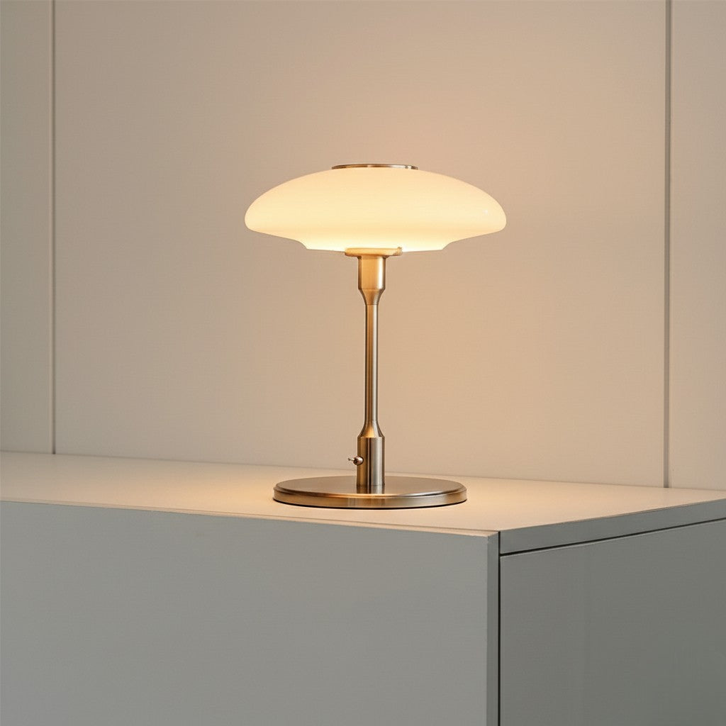 Danish Design Multi-Tiered Table Lamp with Chrome Base