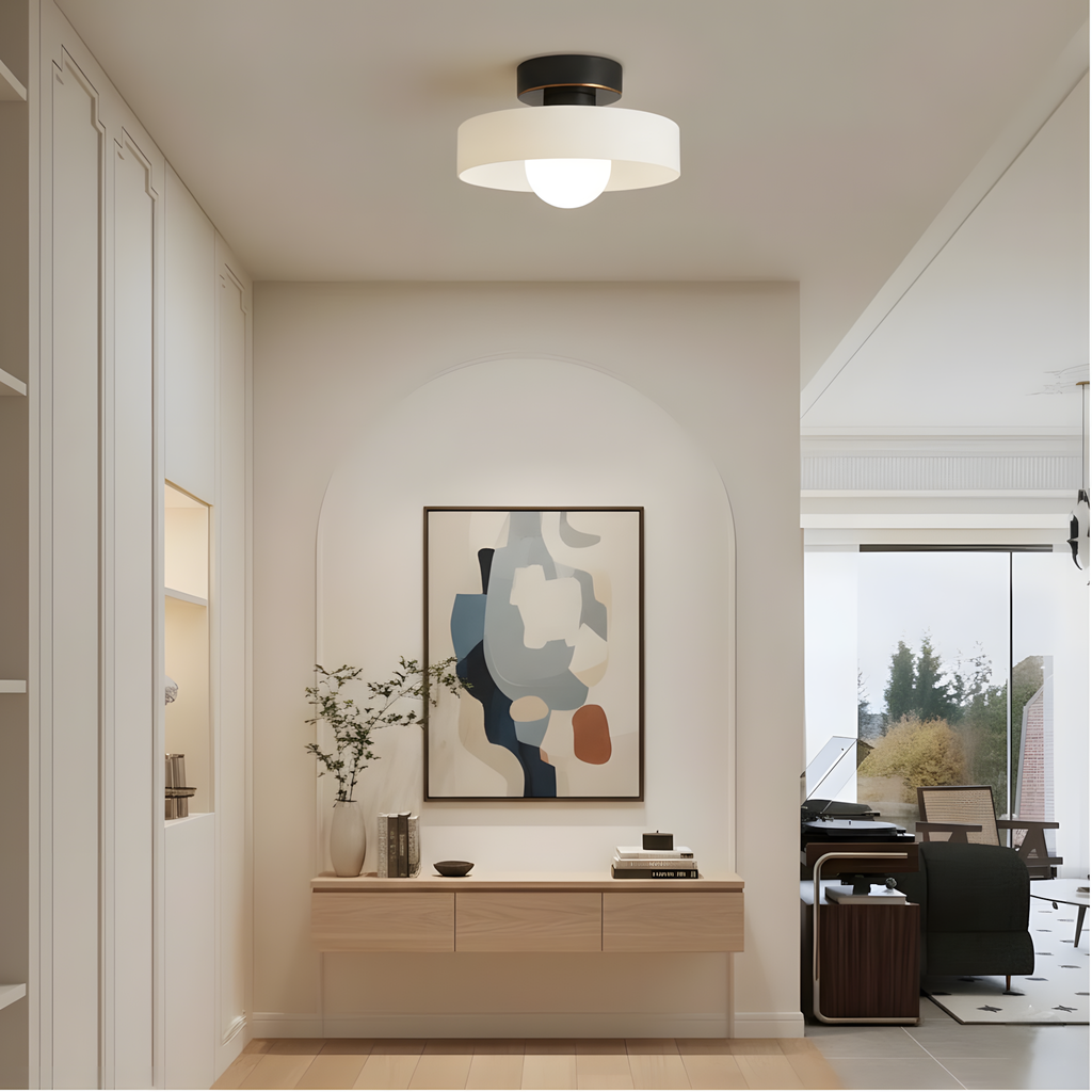 French Bauhaus Ceiling Lamp – Geometric Glass Flush Mount Fixture