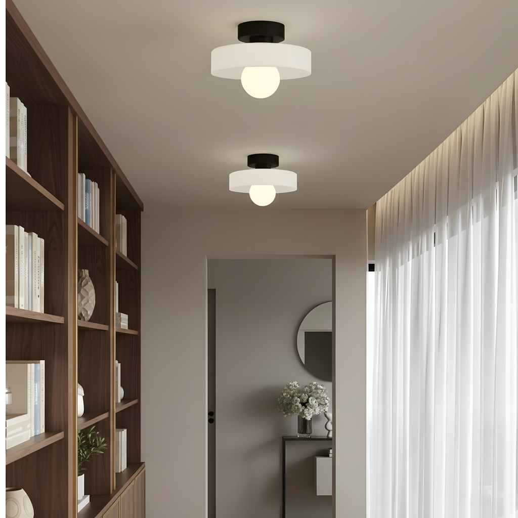 French Bauhaus Ceiling Lamp – Geometric Glass Flush Mount Fixture