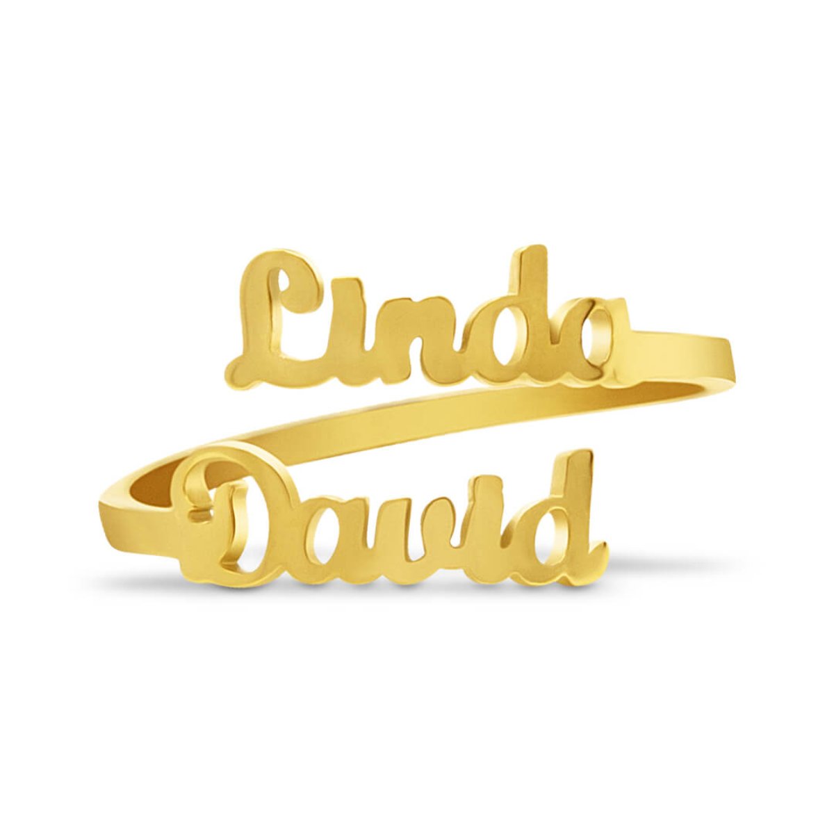 Personalized Double Name Ring | Custom Adjustable Wrap Ring | Stainless Steel Personalized Jewelry Gift for Women and Men