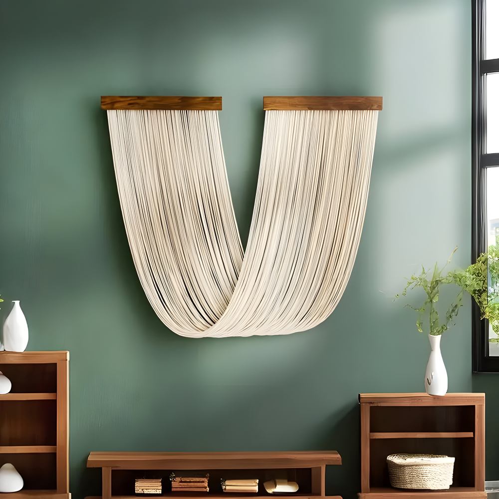 Bohemian Fiber Wall Hanging Handmade Textile Wall Art Modern Tapestry Decor