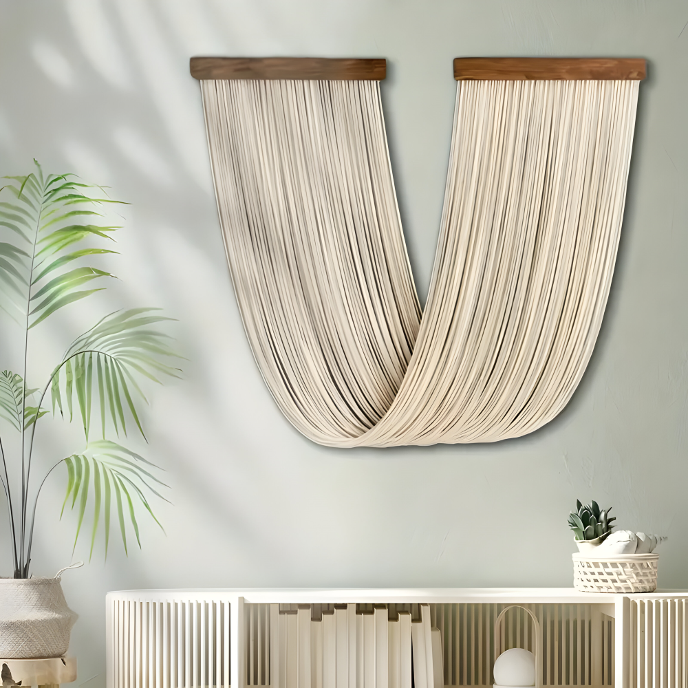 Bohemian Fiber Wall Hanging Handmade Textile Wall Art Modern Tapestry Decor