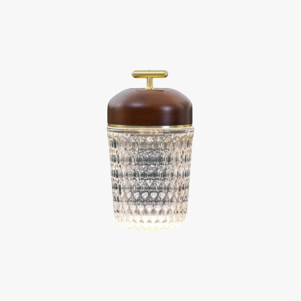 Portable Lamp Metal Wood and Crystal Glass | Integrated LED Touch Control | 2000mAh Battery for Cordless Ambient Lighting