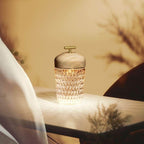 Portable Lamp Metal Wood and Crystal Glass | Integrated LED Touch Control | 2000mAh Battery for Cordless Ambient Lighting