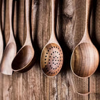 Kitchen Utensil Set Wood 5 Pieces | Natural Grain Finish | Ergonomic Handles for Comfortable and Efficient Cooking