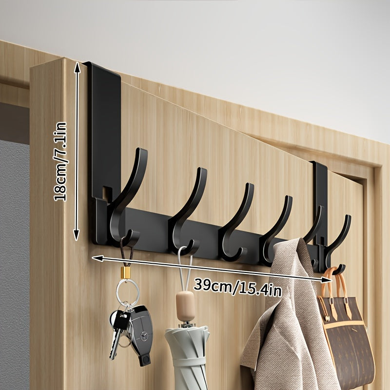 Over-the-Door Hook Aluminium | No-Drill Hanger for Coats and Towels | Space-Saving Home Organization Solutions for Interiors