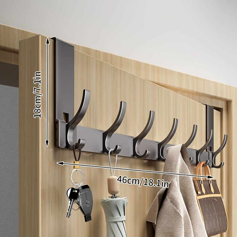 Over-the-Door Hook Aluminium | No-Drill Hanger for Coats and Towels | Space-Saving Home Organization Solutions for Interiors