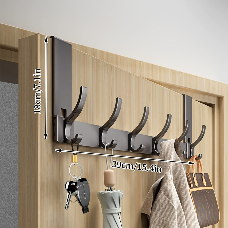 Over-the-Door Hook Aluminium | No-Drill Hanger for Coats and Towels | Space-Saving Home Organization Solutions for Interiors