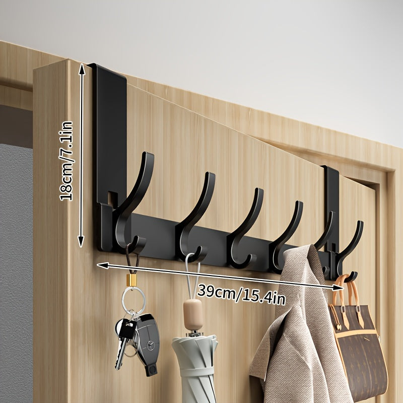Over-the-Door Hook Aluminium | No-Drill Hanger for Coats and Towels | Space-Saving Home Organization Solutions for Interiors
