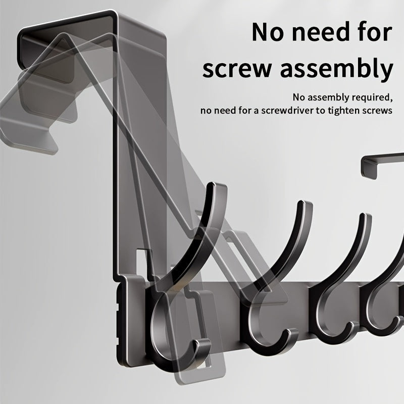 Over-the-Door Hook Aluminium | No-Drill Hanger for Coats and Towels | Space-Saving Home Organization Solutions for Interiors