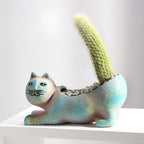 Charming Ceramic Flower Pot with Cat Design for Plants