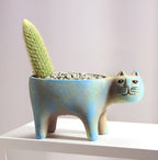 Charming Ceramic Flower Pot with Cat Design for Plants