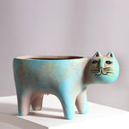 Charming Ceramic Flower Pot with Cat Design for Plants