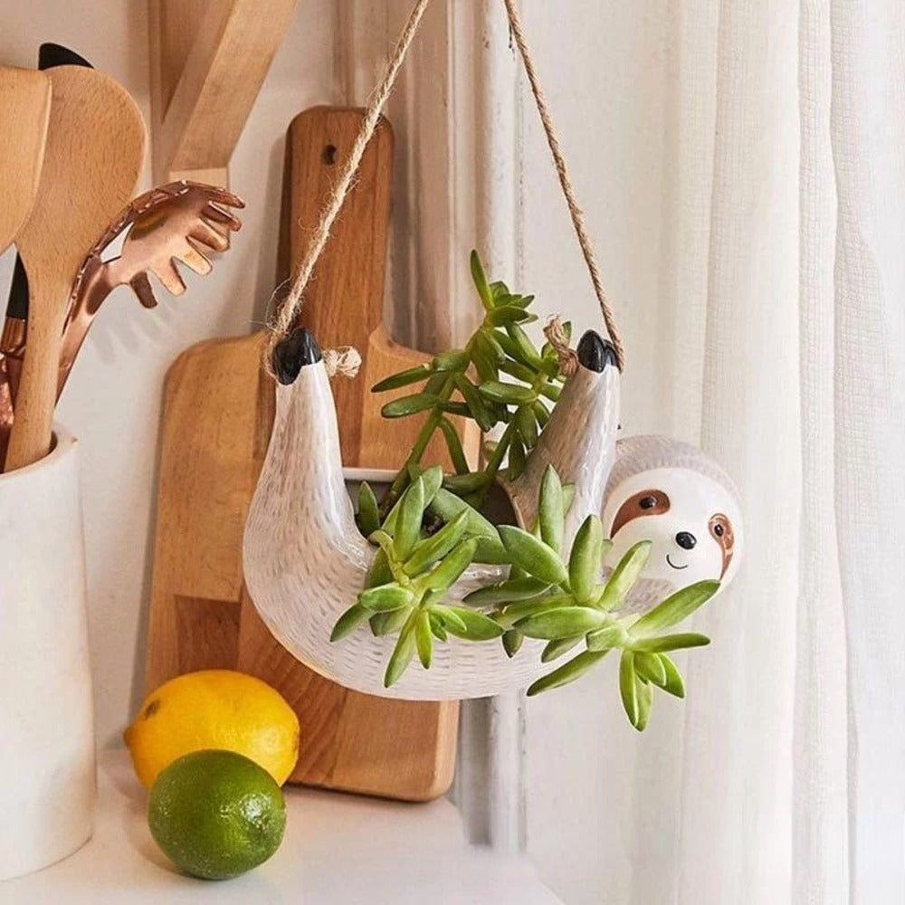 Handmade Ceramic Sloth Design Flower Pot