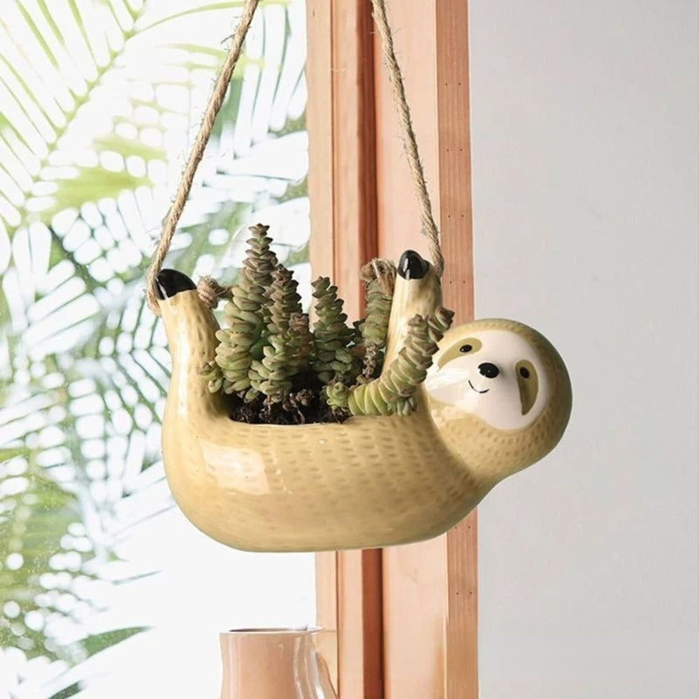 Handmade Ceramic Sloth Design Flower Pot