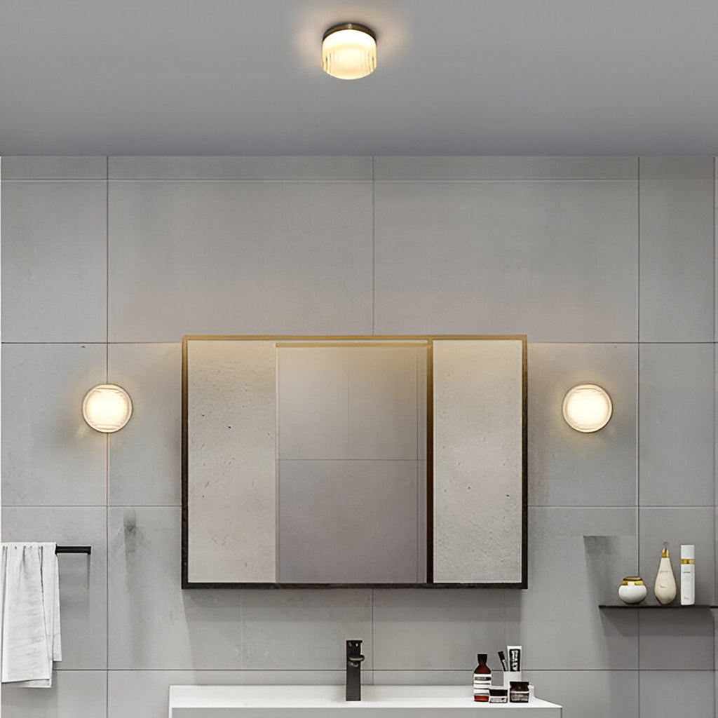 Round Wall Lamp – Amber Glass Minimalist Modern Accent Lighting