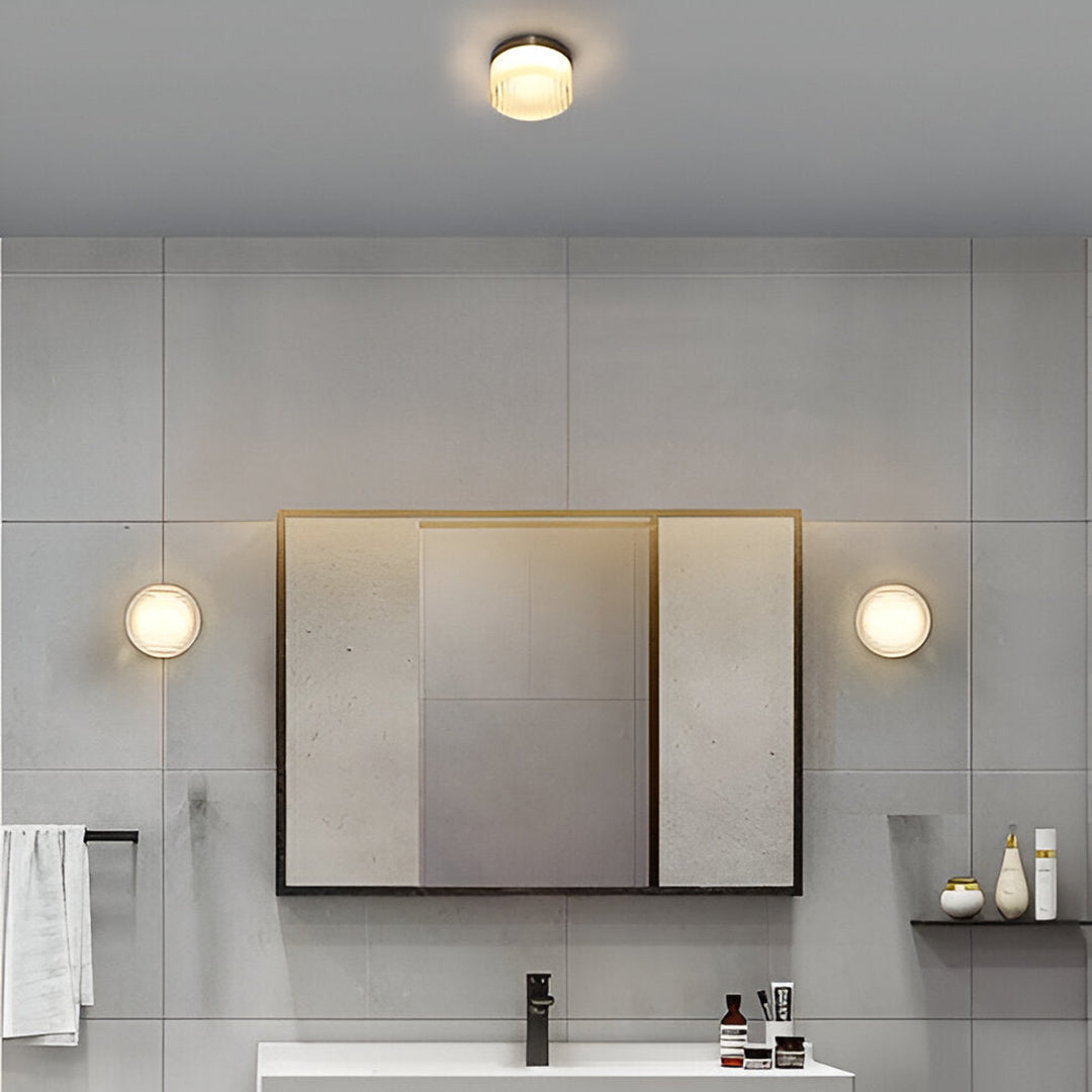 Round Wall Lamp – Amber Glass Minimalist Modern Accent Lighting