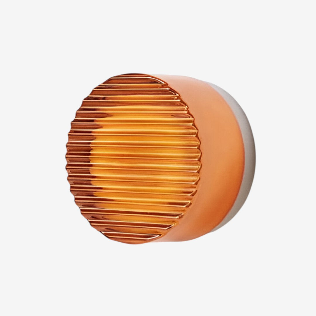 Round Wall Lamp – Amber Glass Minimalist Modern Accent Lighting