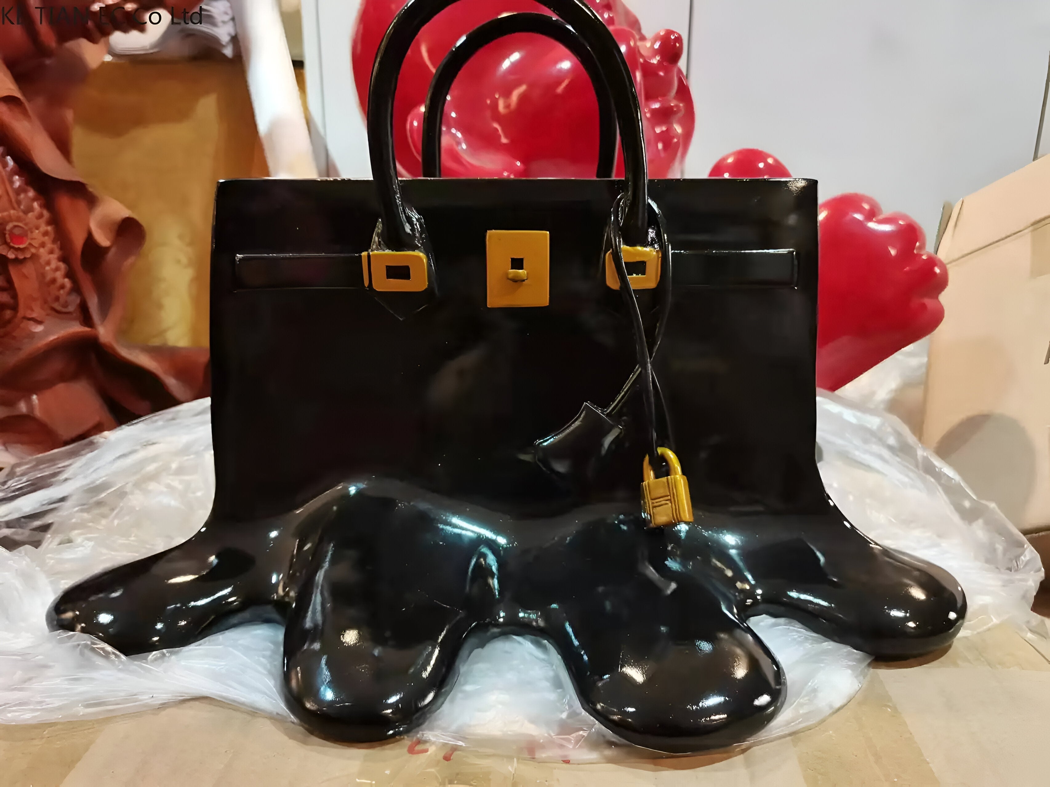 Designer Handbag Vase Sculptural Resin Flower Vase Modern Fashion Inspired Decor Piece