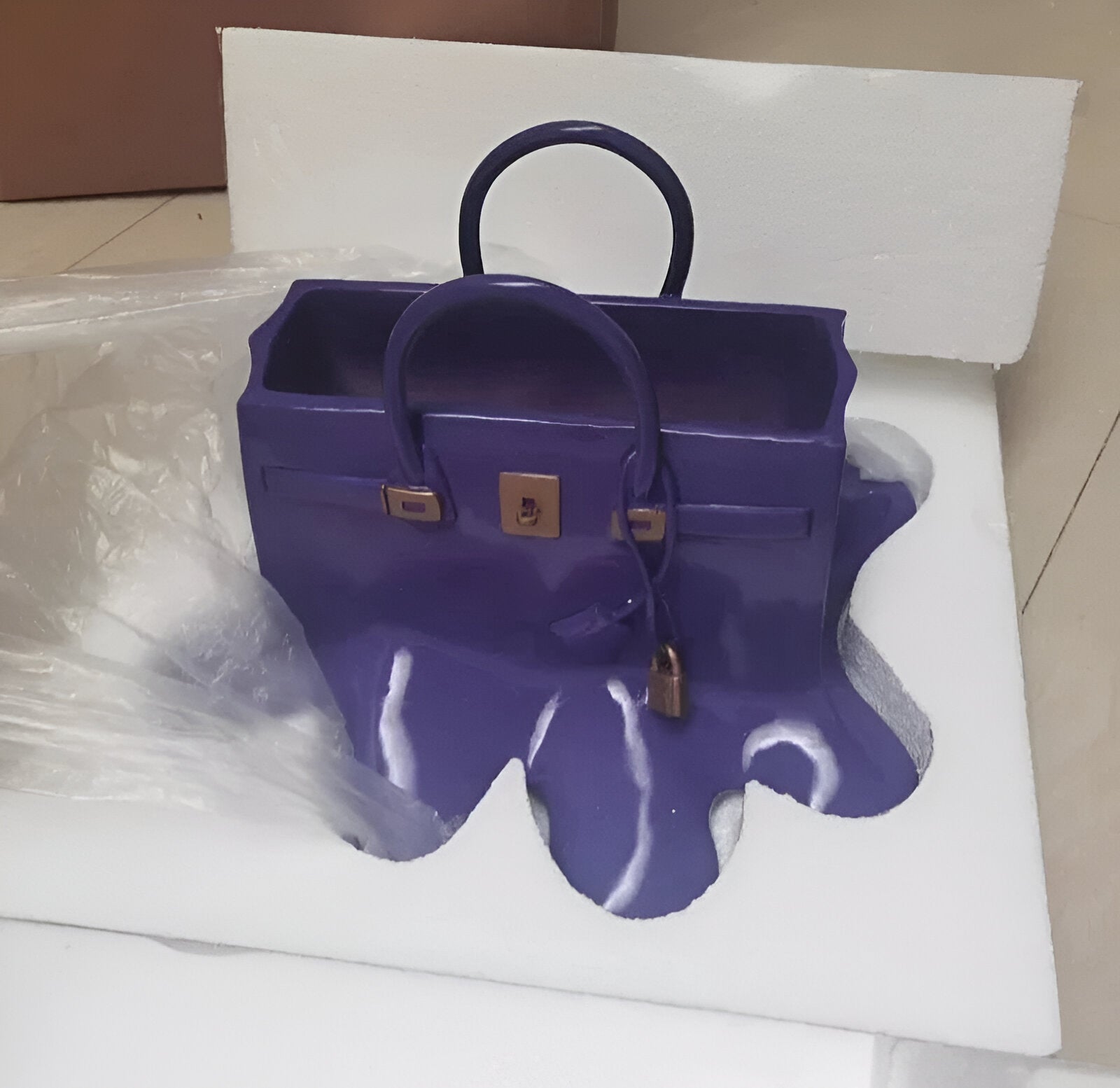 Designer Handbag Vase Sculptural Resin Flower Vase Modern Fashion Inspired Decor Piece