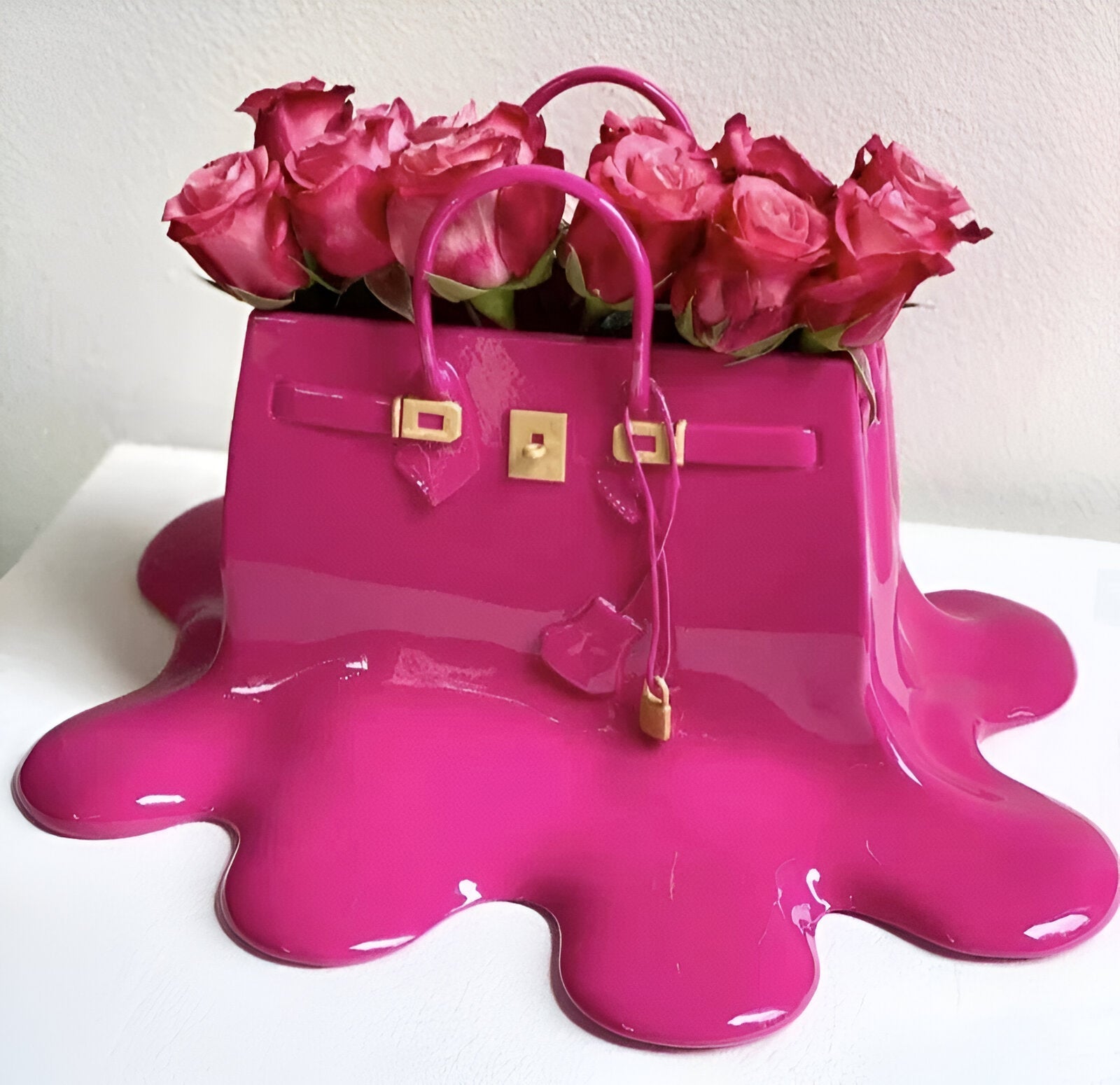 Designer Handbag Vase Sculptural Resin Flower Vase Modern Fashion Inspired Decor Piece
