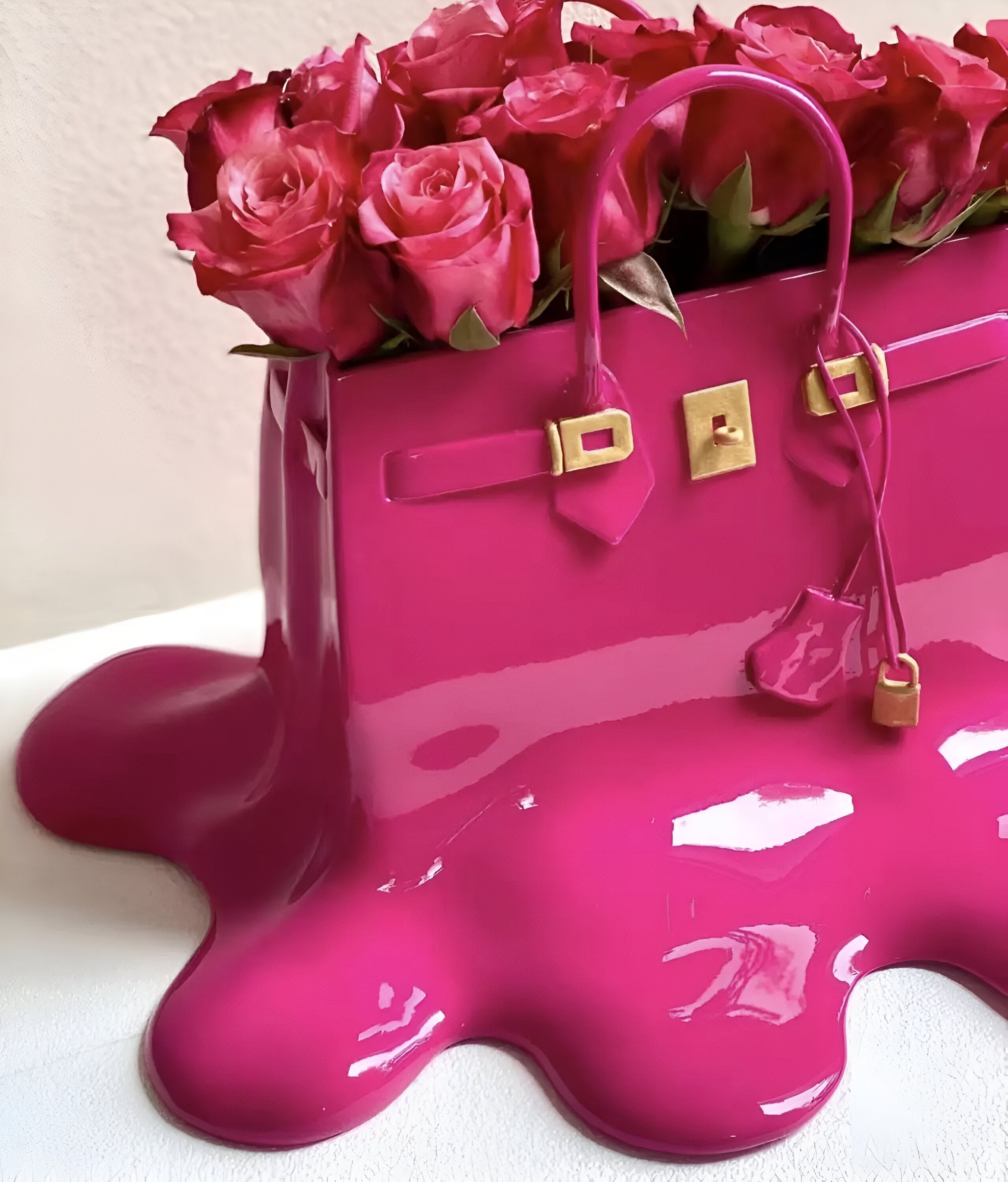 Designer Handbag Vase Sculptural Resin Flower Vase Modern Fashion Inspired Decor Piece
