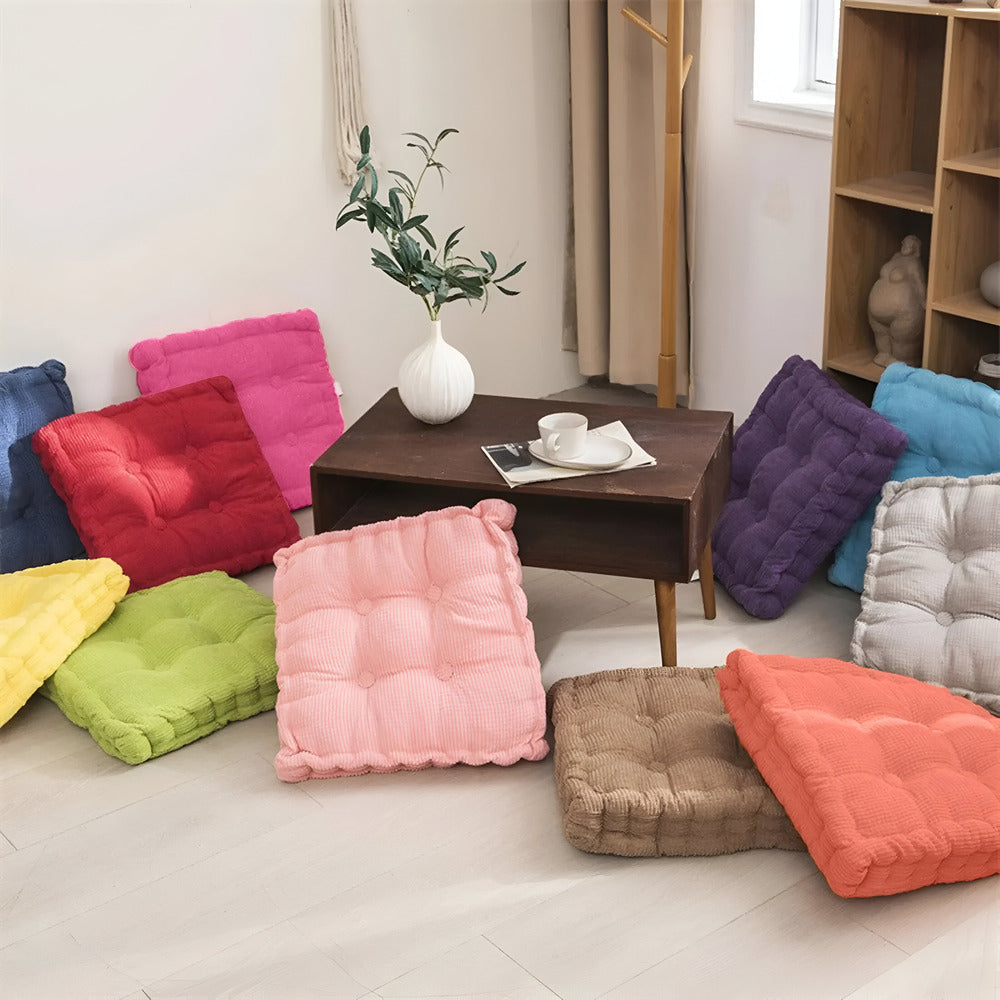 Tufted Floor Cushion Corduroy Meditation Pillow Plush Lounge Seat Pad