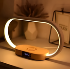 Modern LED Desk Lamp Wireless Charging Clock Bedside Night Light