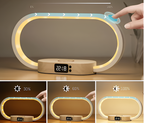 Modern LED Desk Lamp Wireless Charging Clock Bedside Night Light