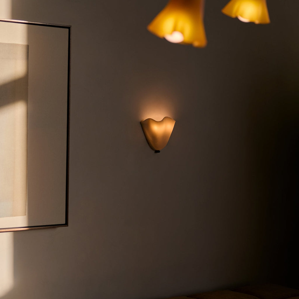 Wall Sconce Stained Glass Iron Shell Design | Retro Art Deco Style | Flicker-Free LED Warm Ambient Lighting for Bedrooms