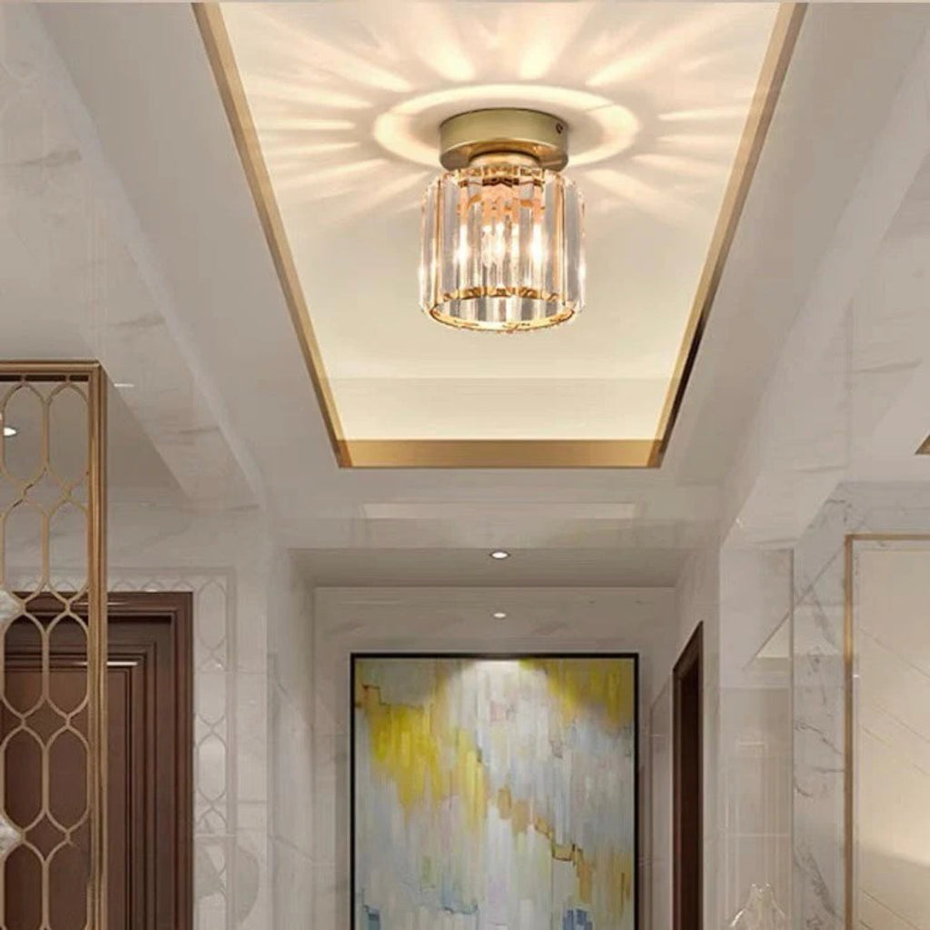 Crystal Metal Cube Ceiling Light