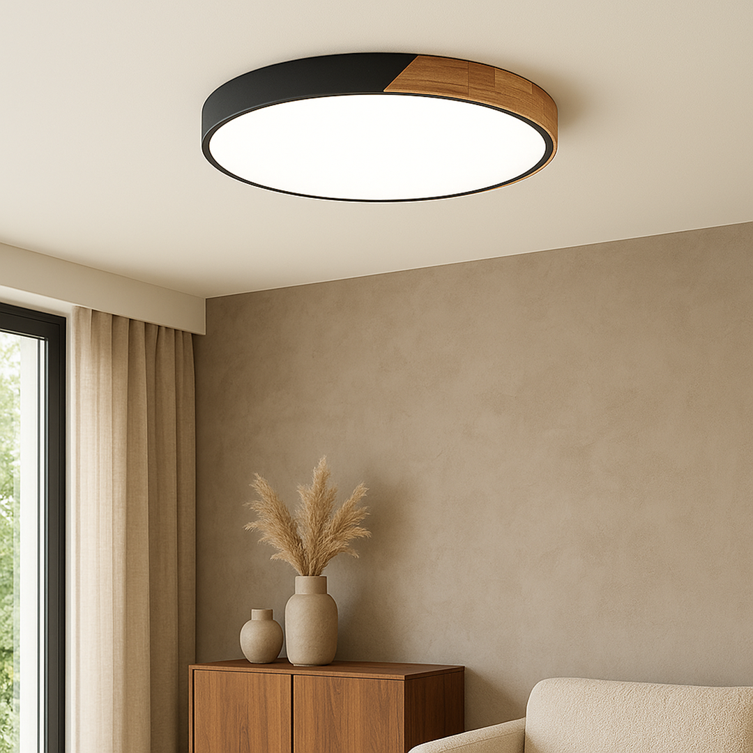 Wood Ceiling Lamp – Scandinavian Minimalist Natural Finish Design