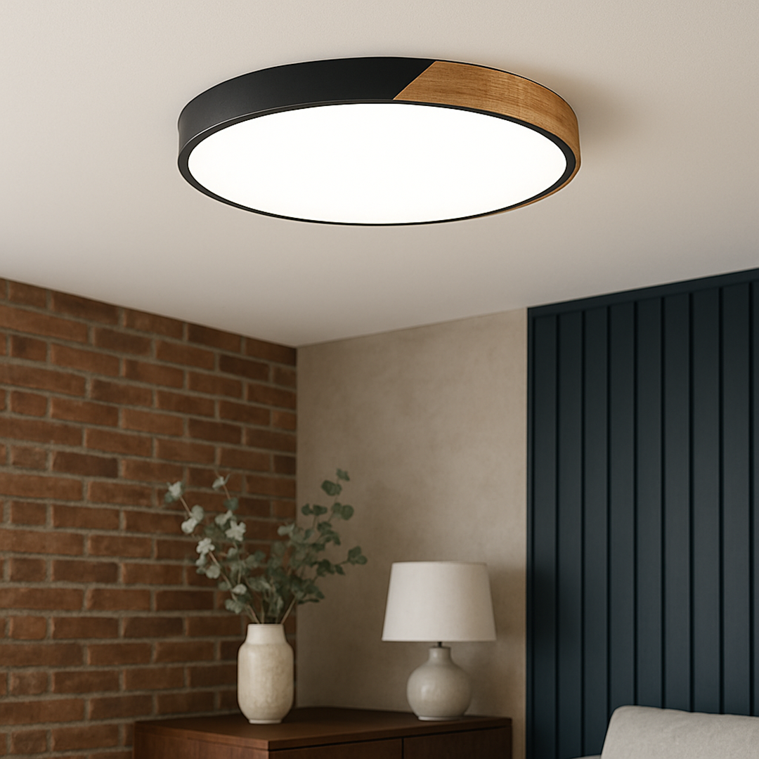 Wood Ceiling Lamp – Scandinavian Minimalist Natural Finish Design