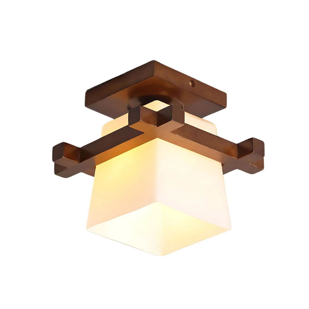 Japanese Wooden Square Ceiling Light