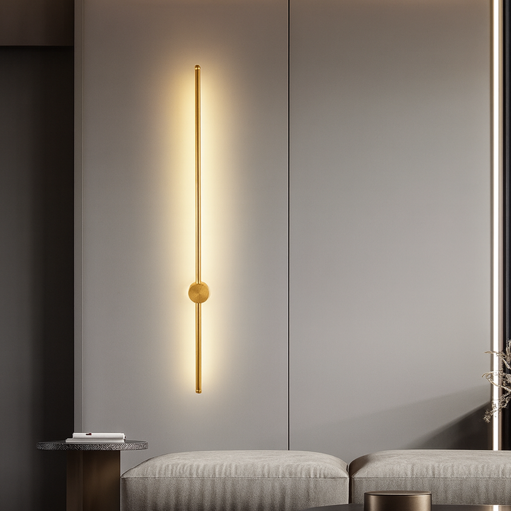 Linear Wall Lamp – Slim Gold Finish Modern Architectural Design