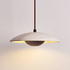 Adjustable Pendant Light Travertine Woven Wood | Japandi Style | Ambient Lighting for Dining and Living Spaces