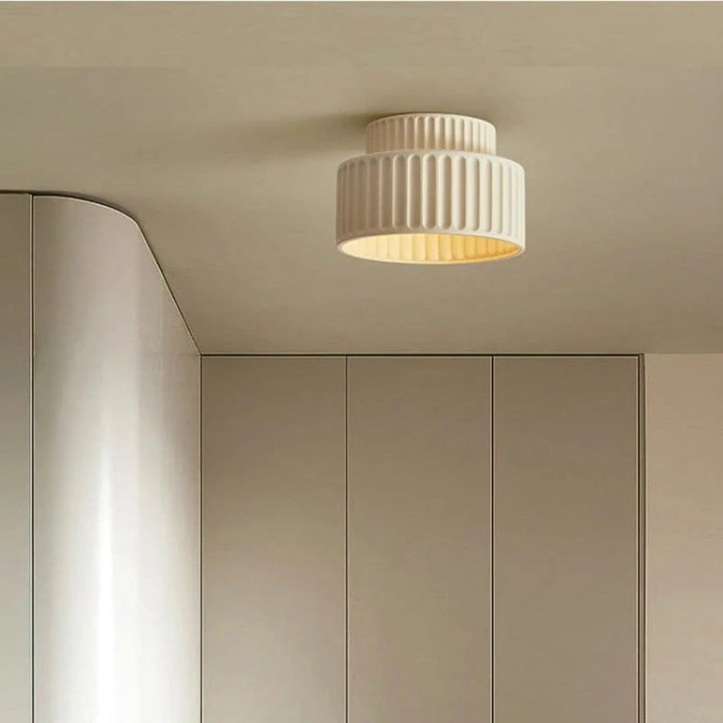 Minimalist Ribbed Ceramic Ceiling Light