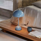 Cordless LED Table Lamp Metal Dome | USB Rechargeable Battery | Portable Ambient Lighting for Bedside and Reading Desk