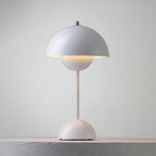Cordless LED Table Lamp Metal Dome | USB Rechargeable Battery | Portable Ambient Lighting for Bedside and Reading Desk